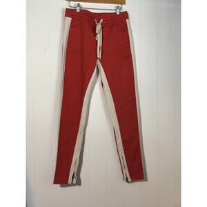 KDNK M/32 Orange Skinny Jogger Pants Contrast Stripe Panels Ankle Zip Streetwear